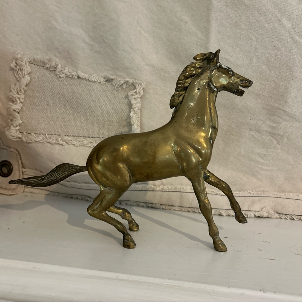 Vintage Solid Brass Horse Wild Pony Figurine - Picture 2 of 9